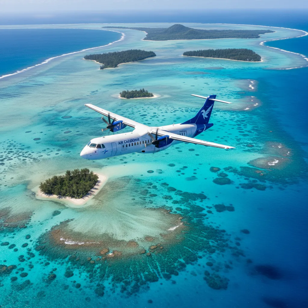 Air Caledonie ATR 72-600 flying over Isle of Pines