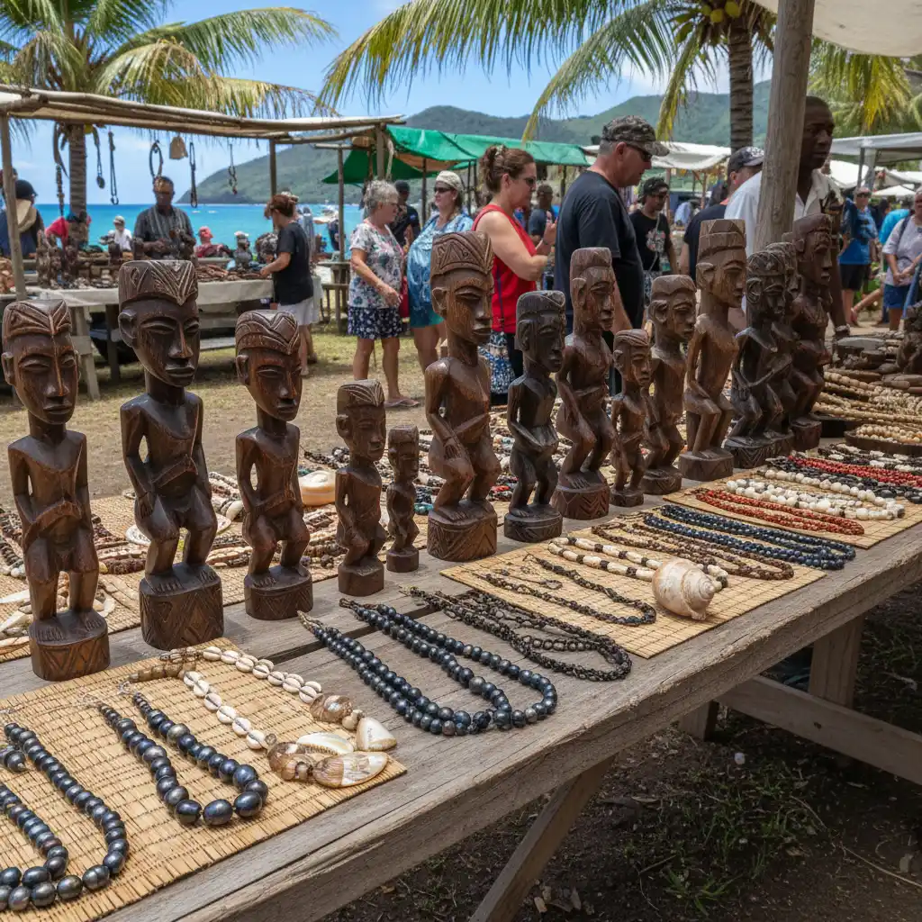 Kanak wood carvings and traditional jewelry Noumea