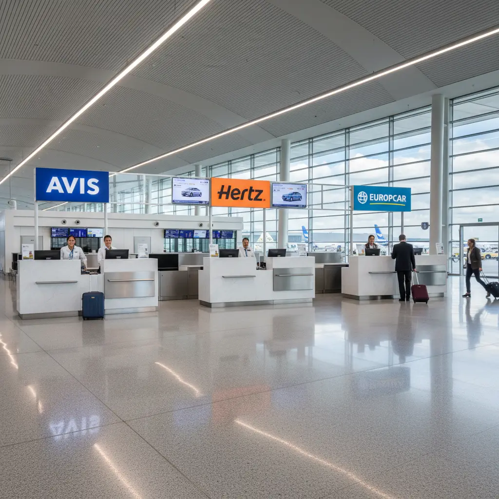Car rental desks at Tontouta International Airport