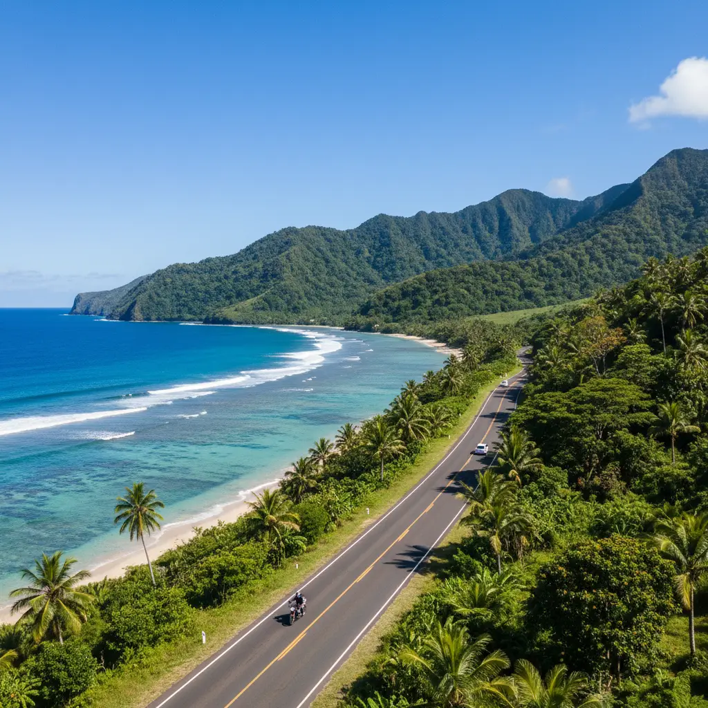 Scenic coastal road between Tontouta and Noumea