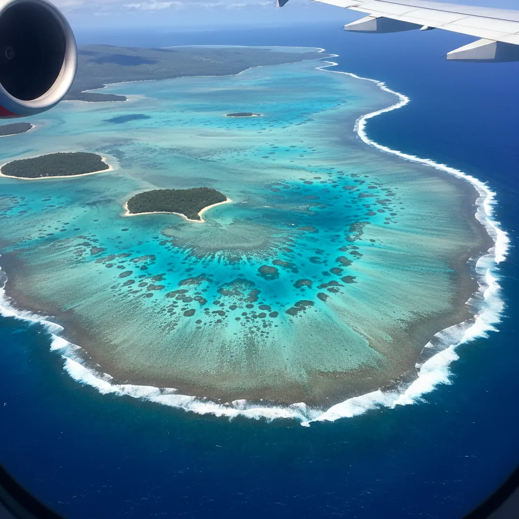 Aerial view of New Caledonia lagoon