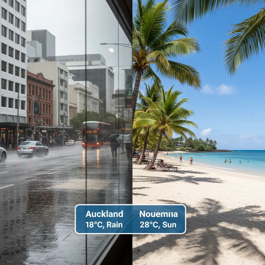 Climate transition New Zealand to New Caledonia