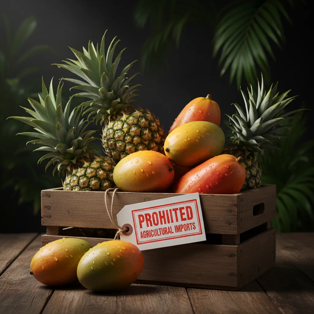 Prohibited fresh fruits and agricultural products for New Caledonia customs