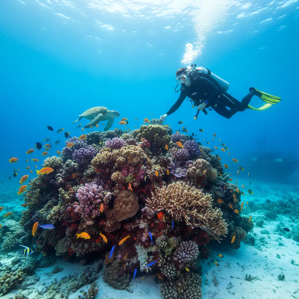 Scuba diving in New Caledonia lagoon