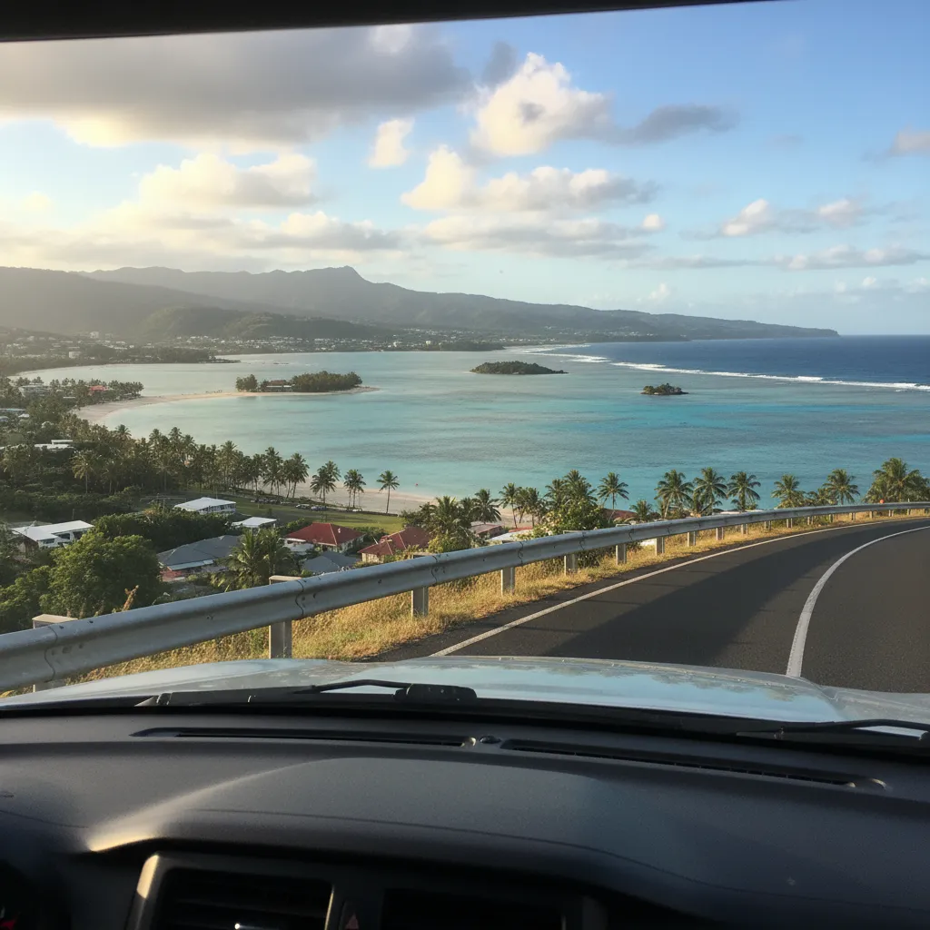 Scenic view of Noumea from a rental car