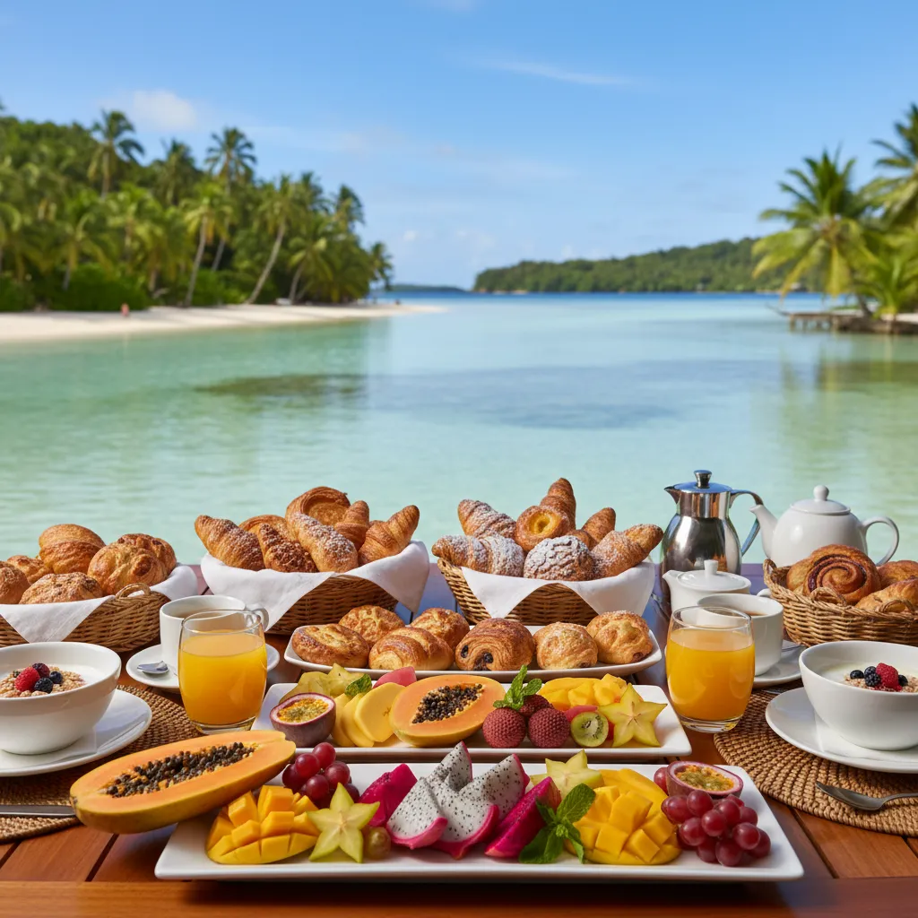 Luxury breakfast in New Caledonia featuring French influence