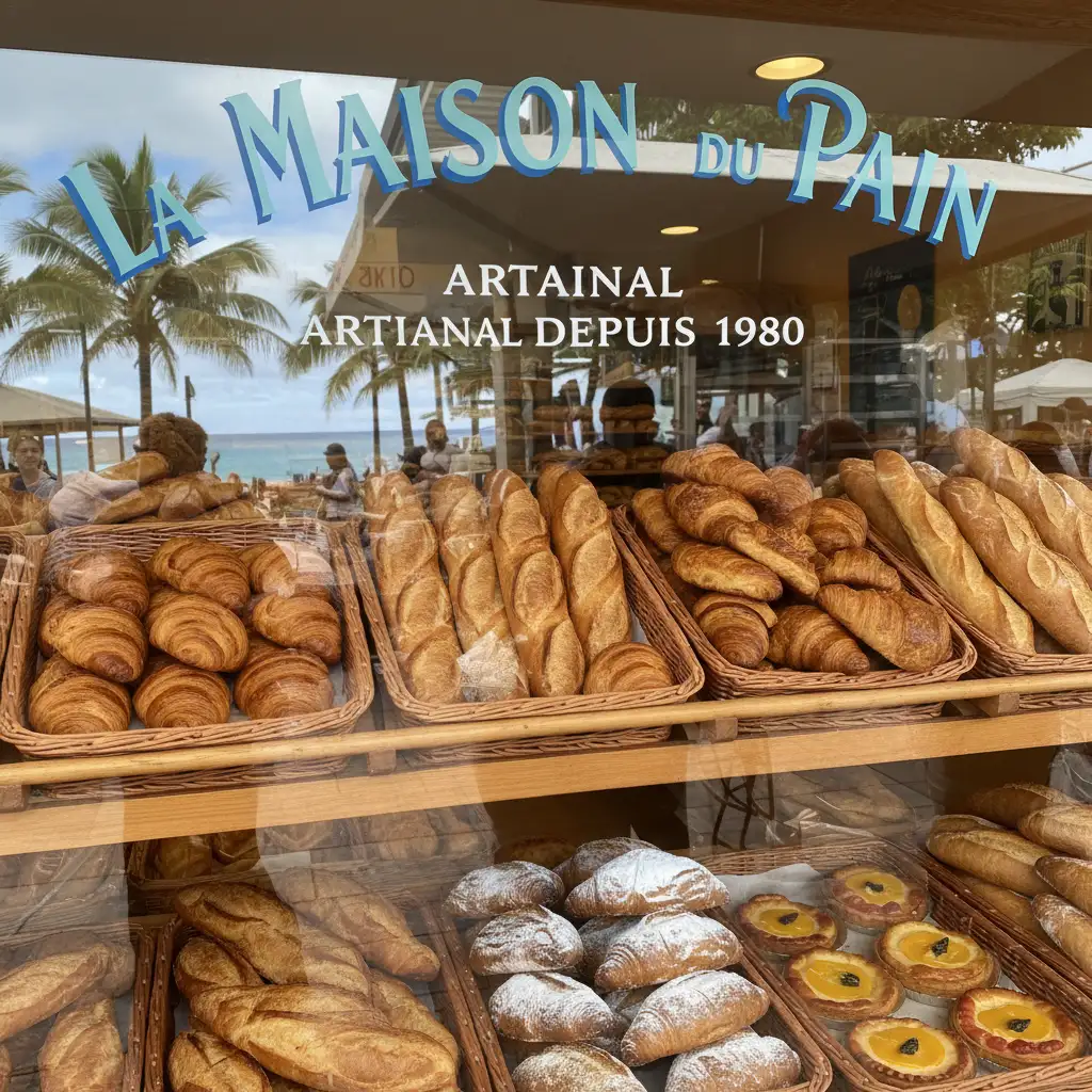 French bakery in Noumea showcasing authentic pastries