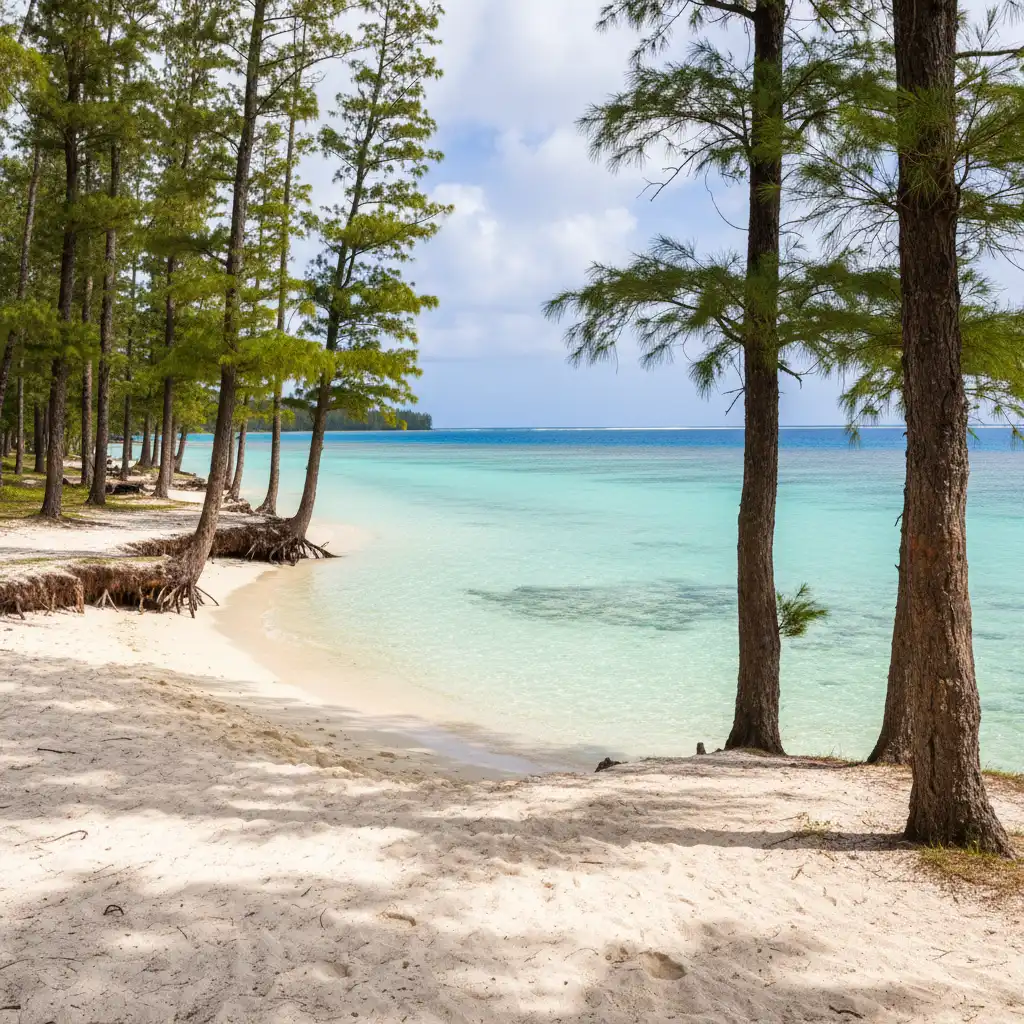 Isle of Pines turquoise lagoon and iconic pine trees