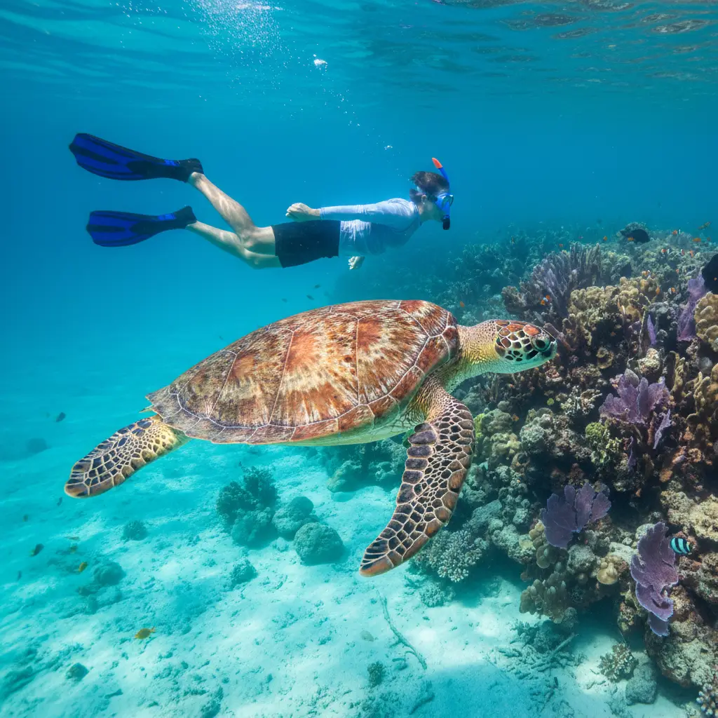 Snorkeling with turtles in New Caledonia