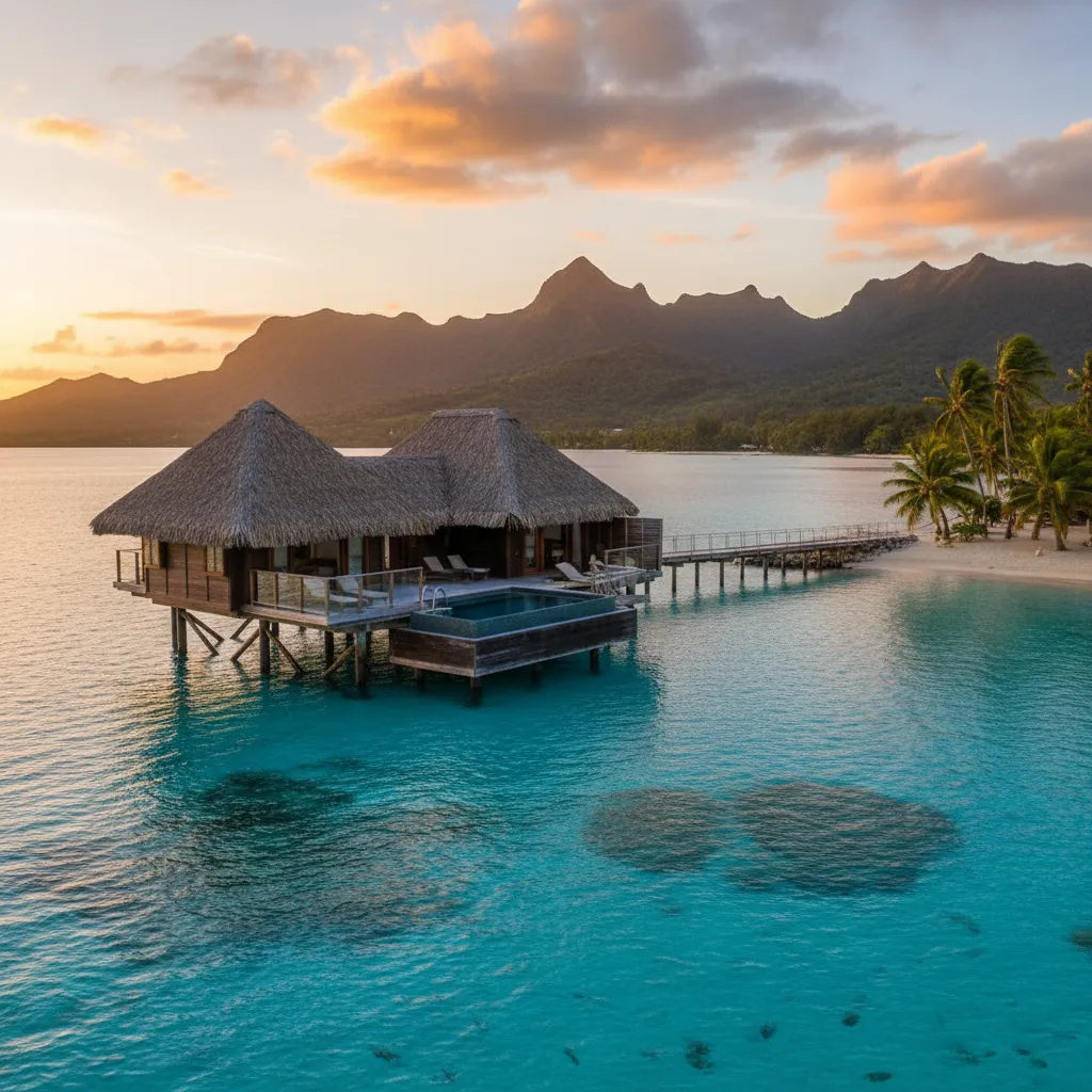 Luxury resort in New Caledonia with overwater bungalows