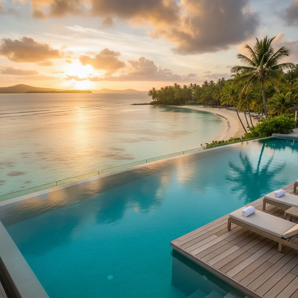 Luxury resort pool in New Caledonia
