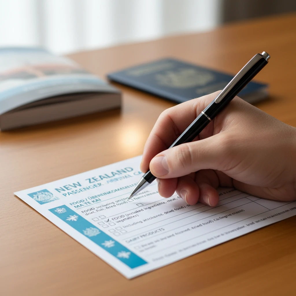 Filling out NZ Passenger Arrival Card for food declaration