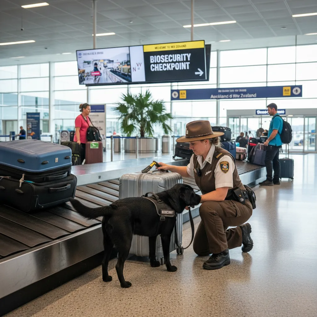 New Zealand biosecurity and customs at Auckland airport