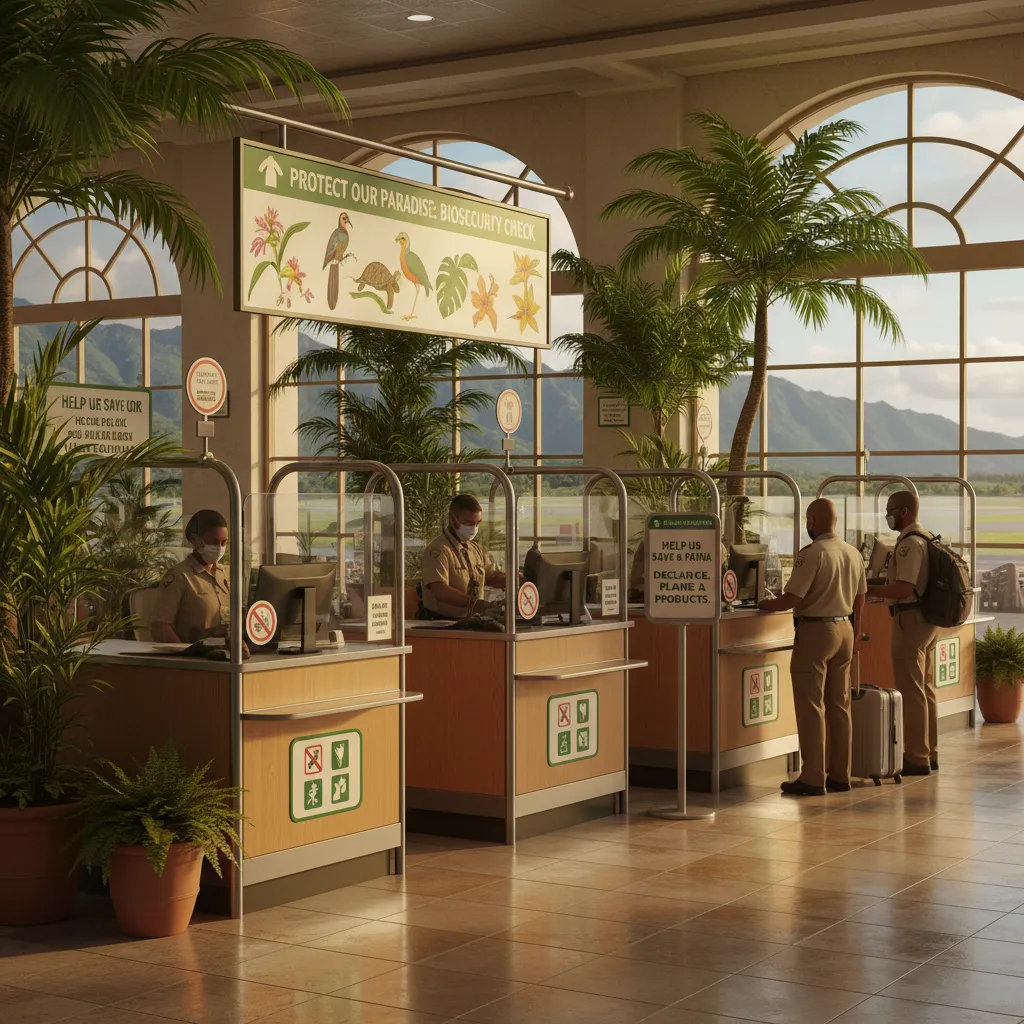 Biosecurity and customs signs at New Caledonia airport