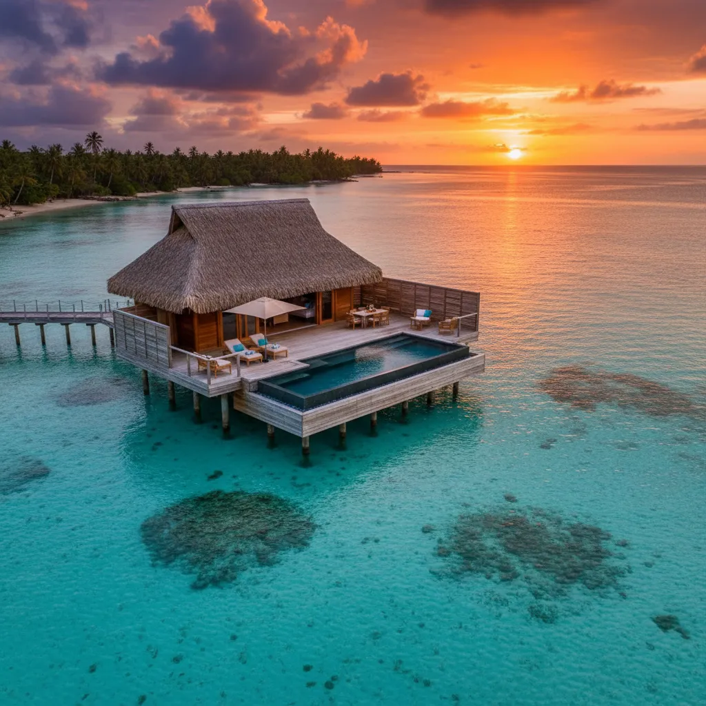 Luxury overwater bungalow in New Caledonia
