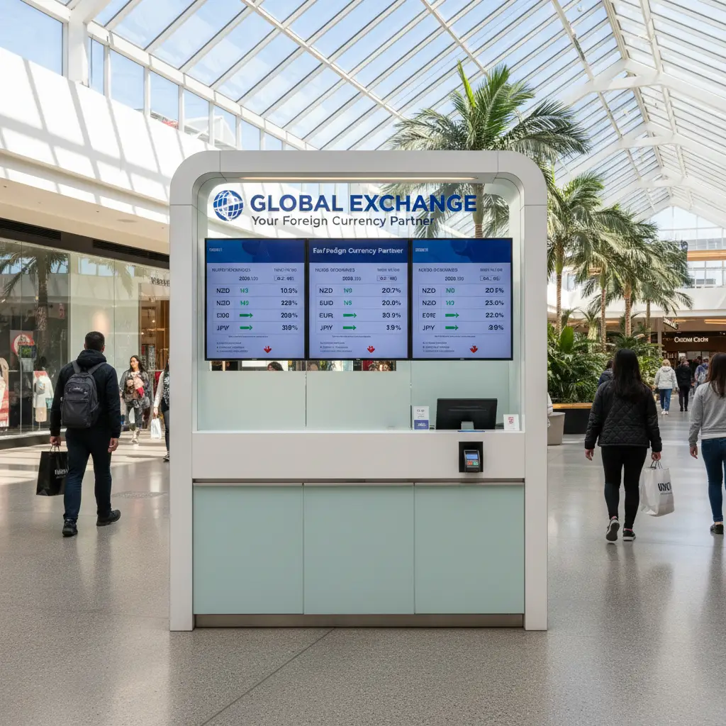 Currency exchange kiosk in New Zealand for NZD to CFP conversion