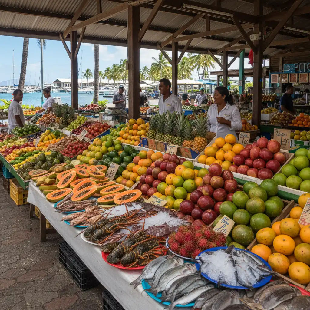 Port Moselle Market in Noumea with fresh local produce