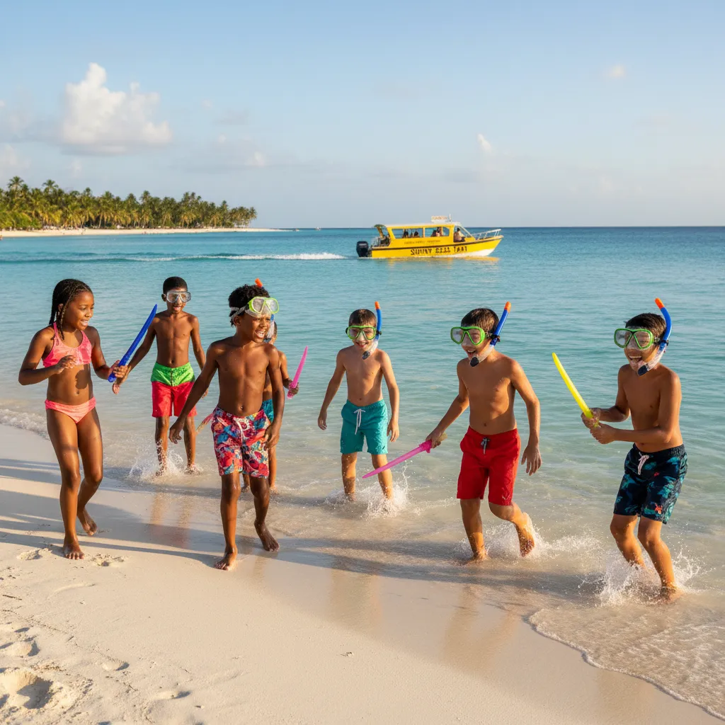 Kids snorkelling in New Caledonia near family resorts