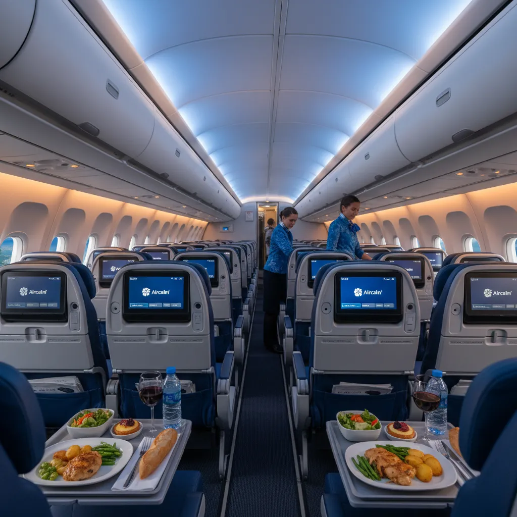 Interior of Aircalin economy class cabin