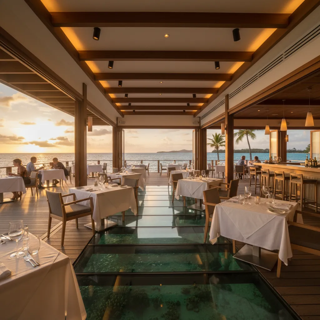 Overwater seafood dining experience in Noumea