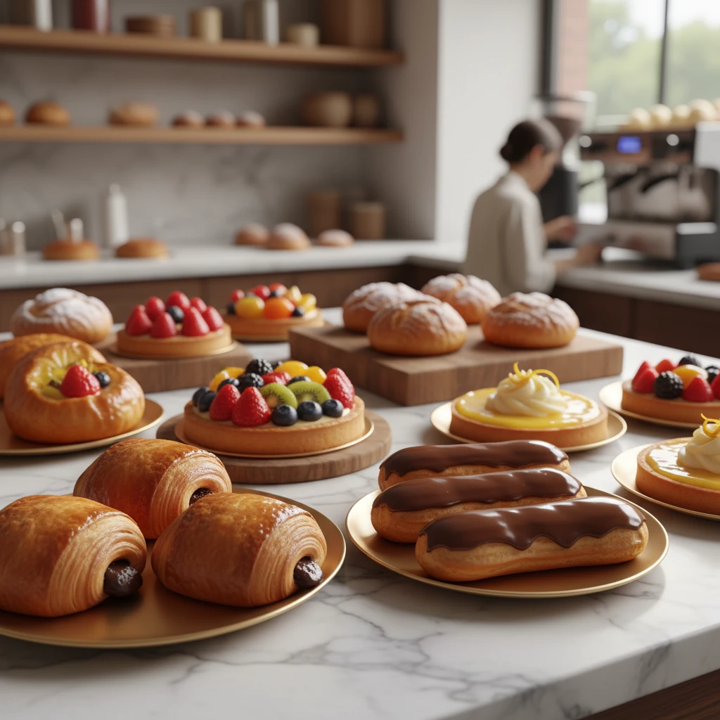 Assortment of French pastries in New Caledonia