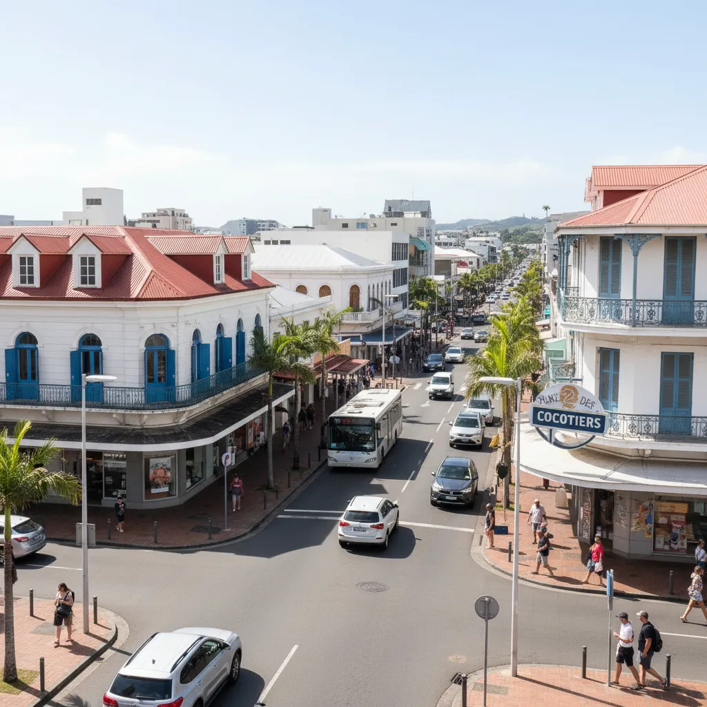 Driving in downtown Noumea traffic