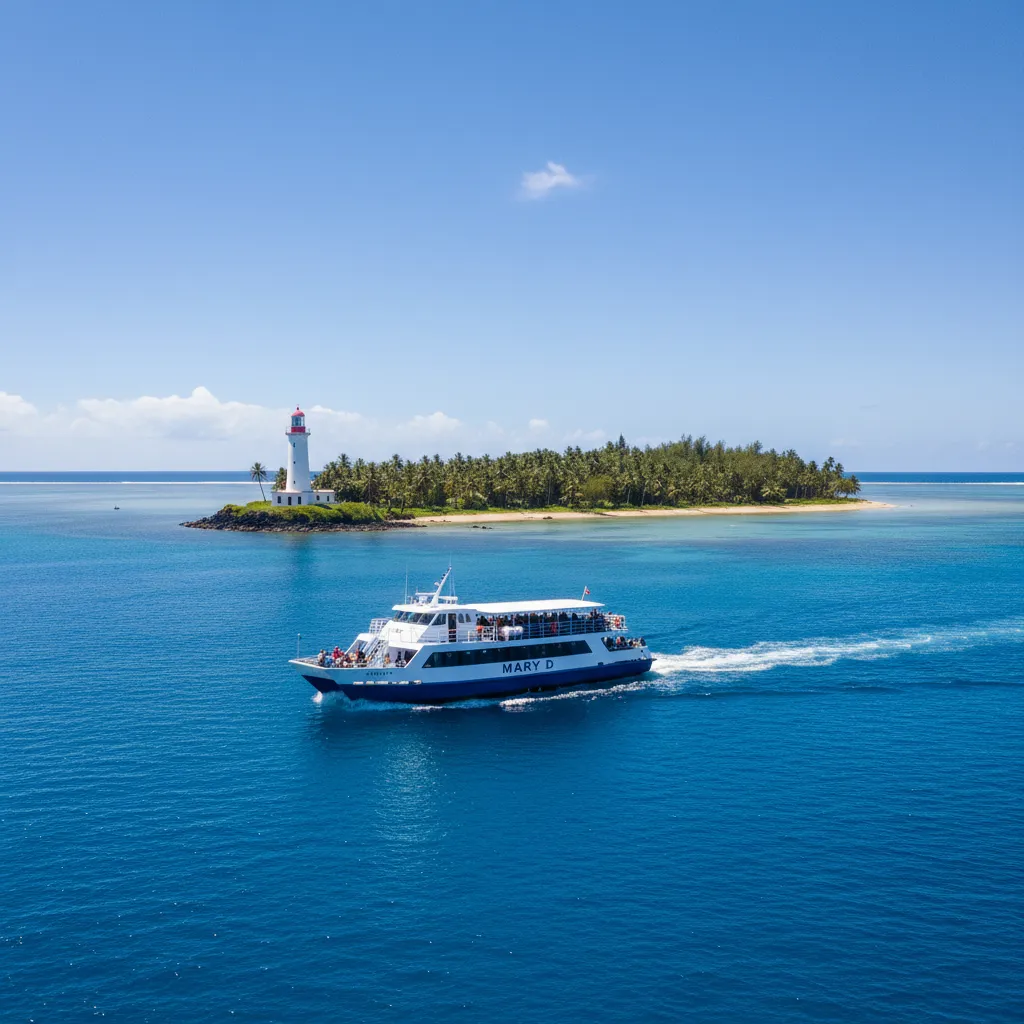 The Mary D ferry approaching Amedee Island in New Caledonia