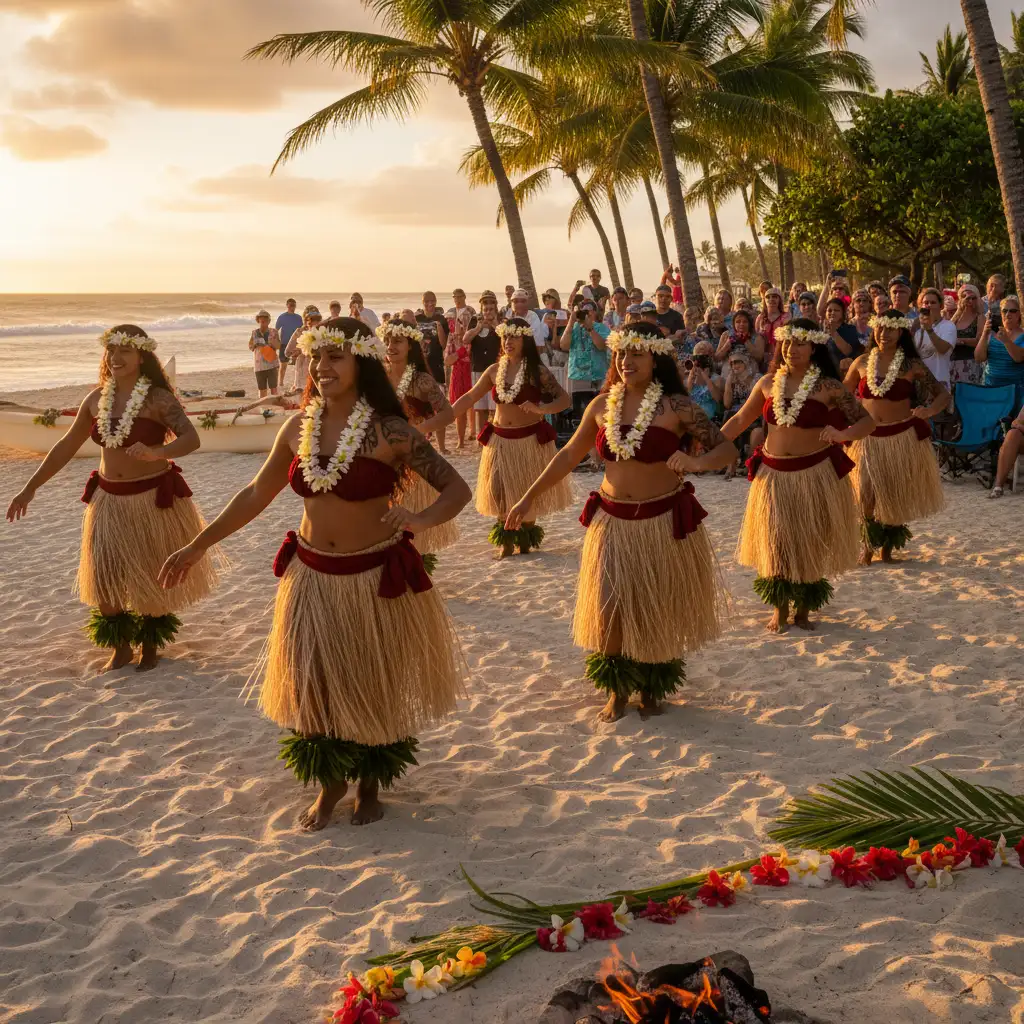 Polynesian cultural dance performance at Amedee Island