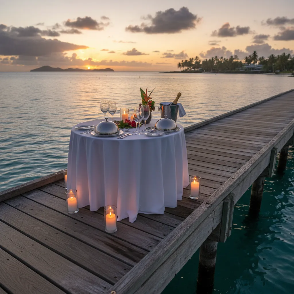 Romantic overwater dining experience in Noumea