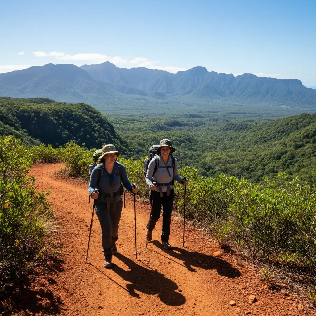 Hikers on the GR NC1 trail in the Great South