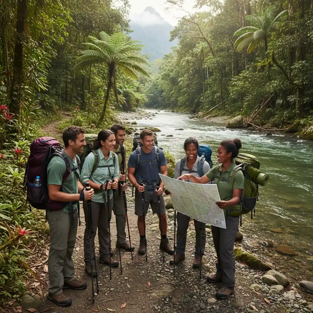 Guided adventure tour group in New Caledonia
