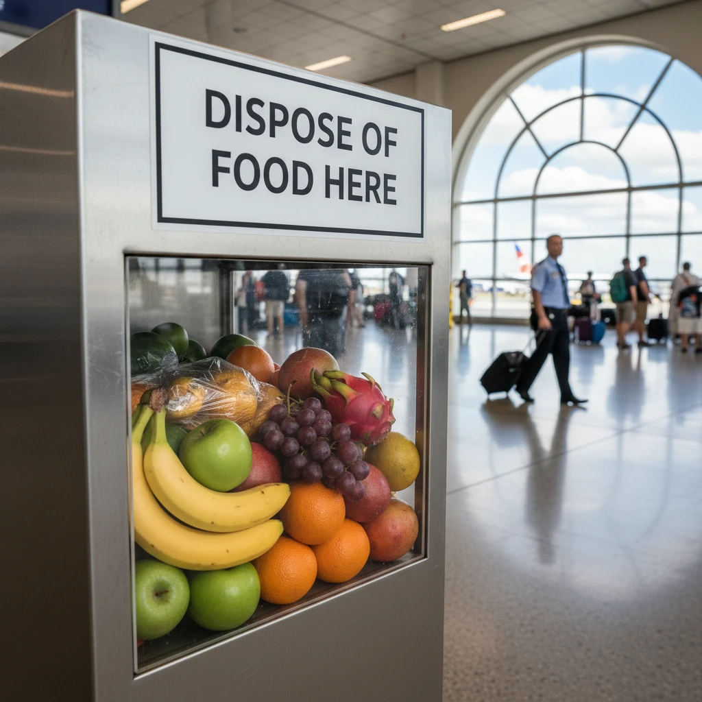 Biosecurity amnesty bin for fresh fruit disposal