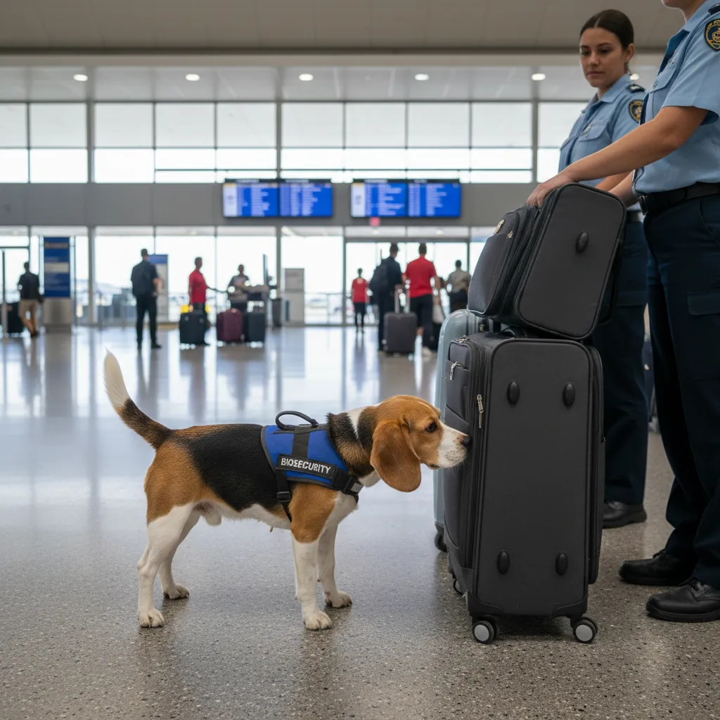 Biosecurity detector dog at NZ airport