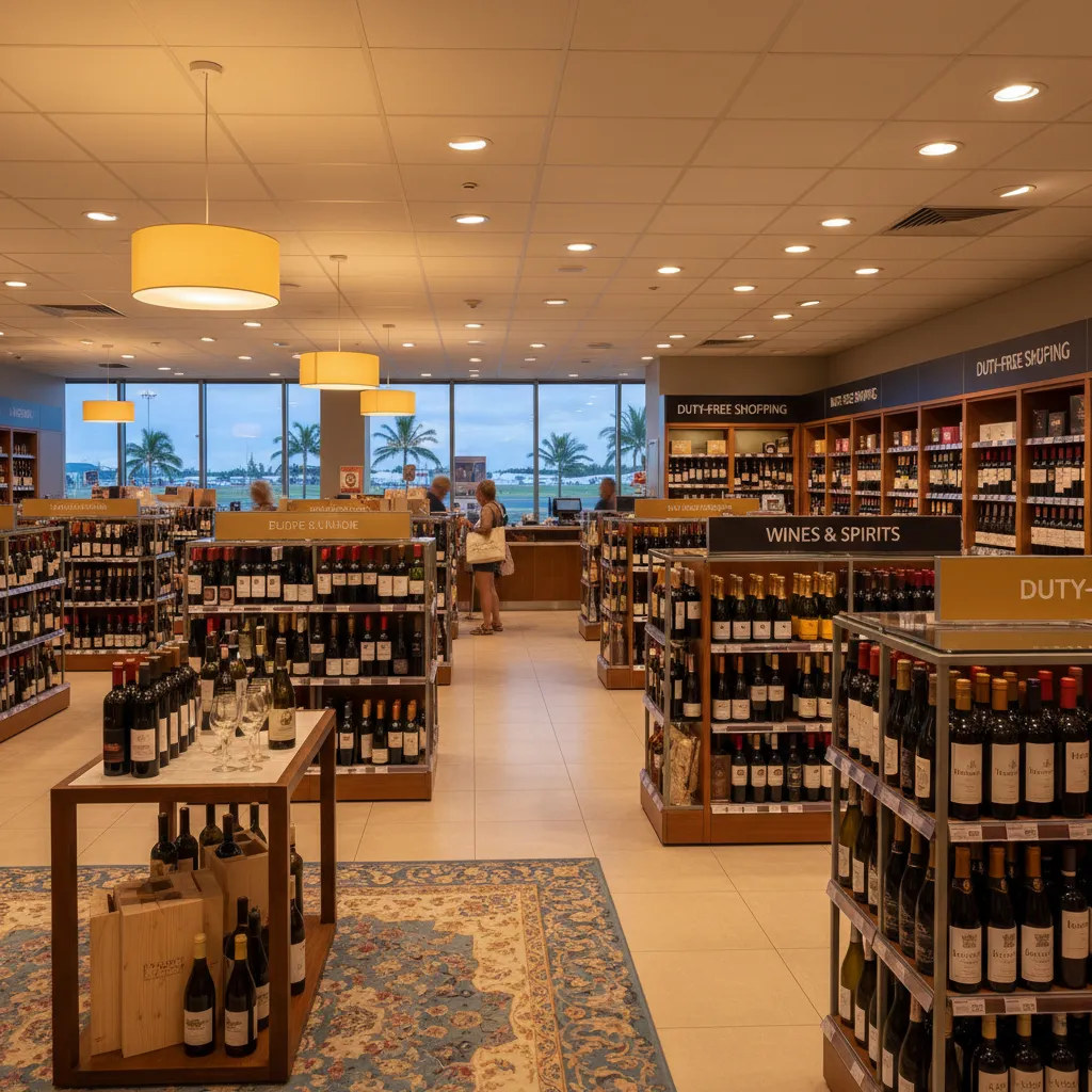 Duty-free wine selection at Noumea La Tontouta International Airport