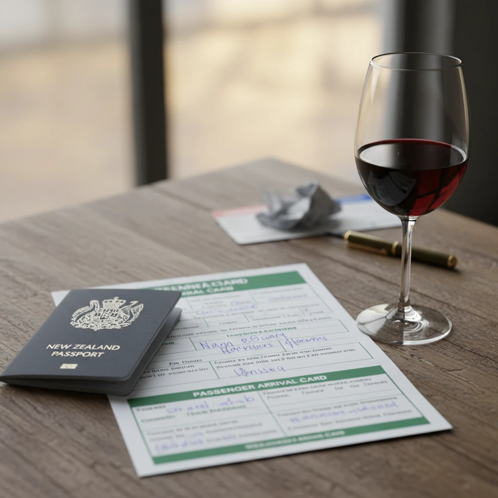 New Zealand Customs declaration form and passport