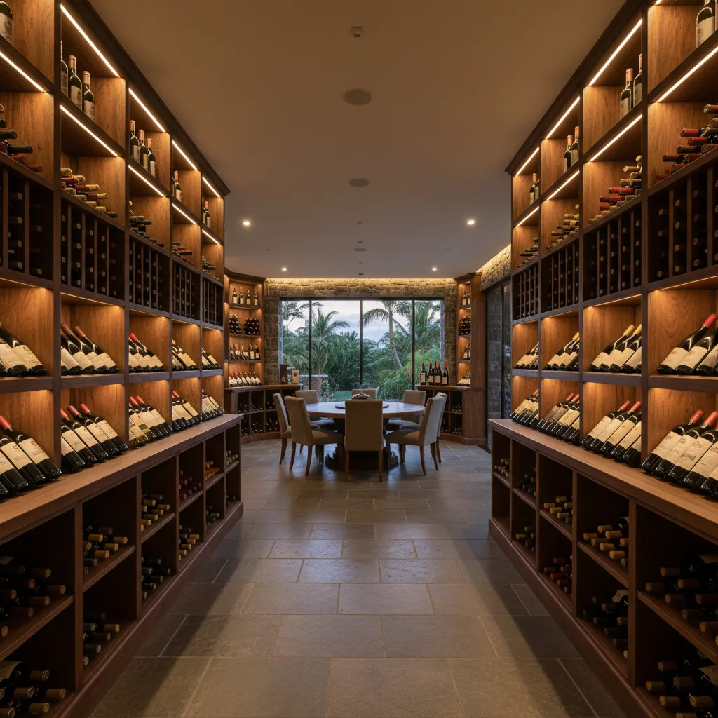 Interior of a premium wine cellar in Noumea