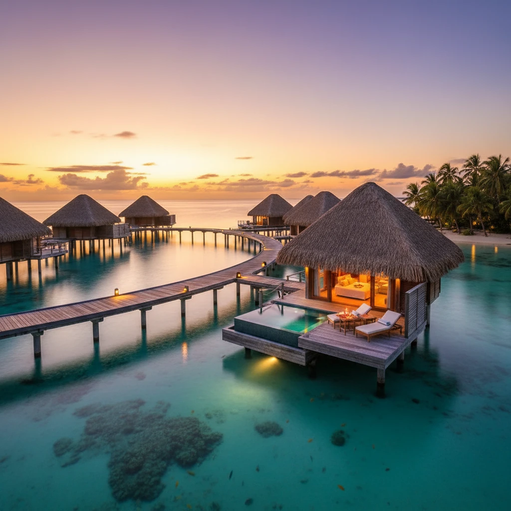 Luxury overwater bungalow accommodation in New Caledonia