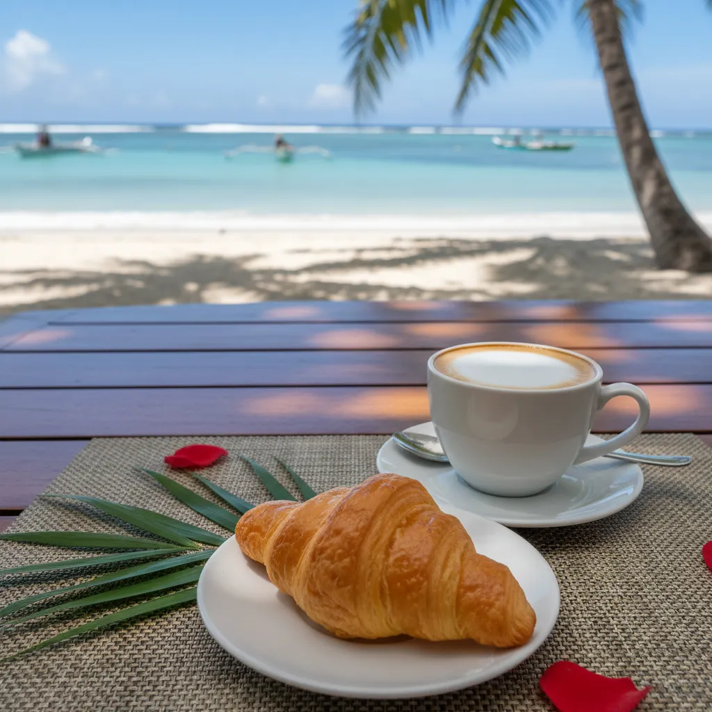 Coffee and croissant breakfast in Noumea