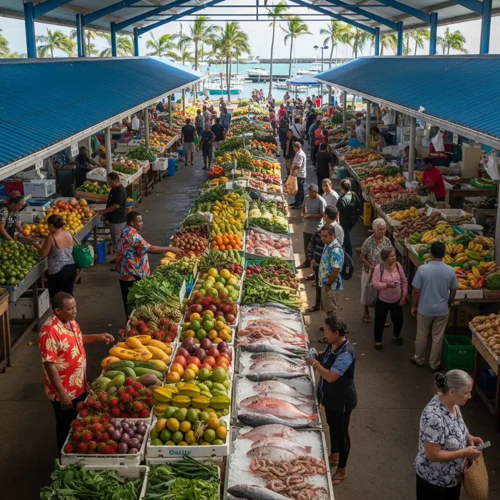 Fresh produce at Port Moselle Market Noumea