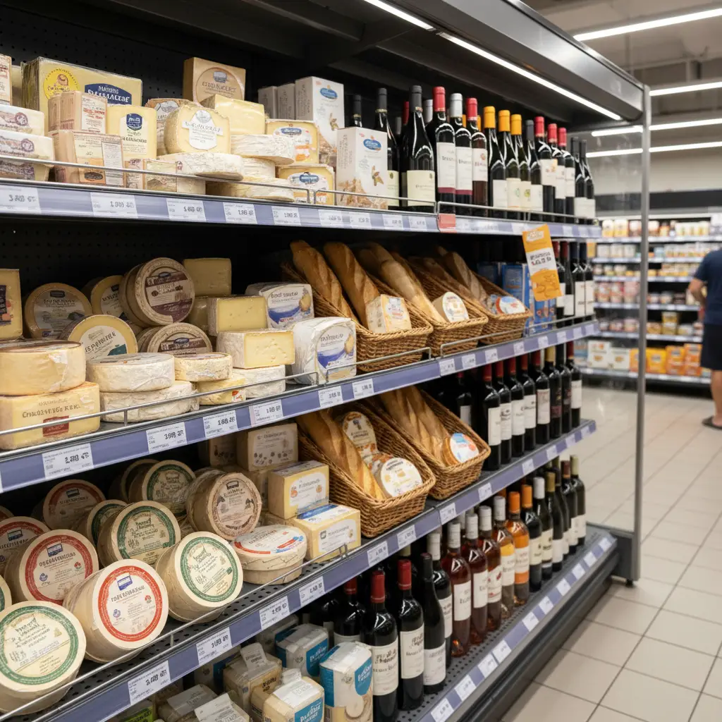 Supermarket shelves in New Caledonia with French products