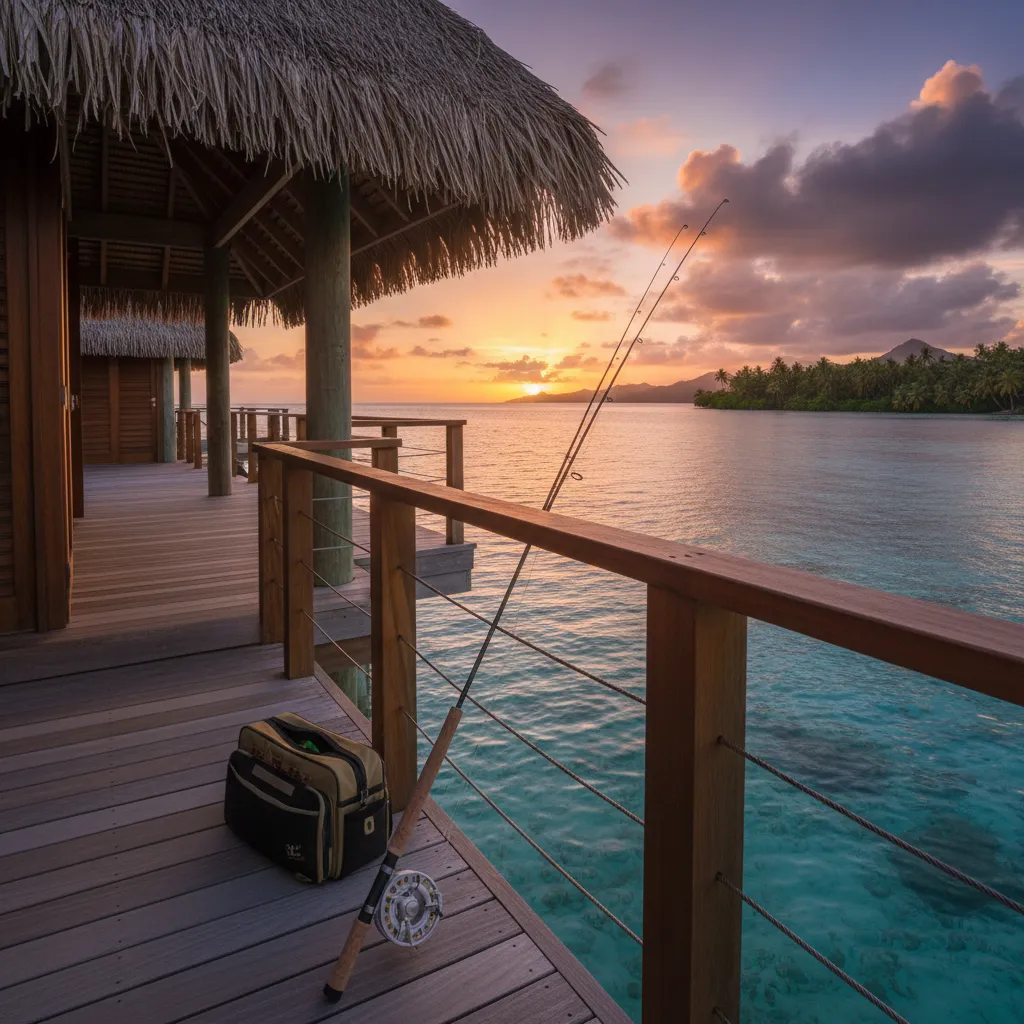 Luxury fishing lodge accommodation in New Caledonia overlooking the flats