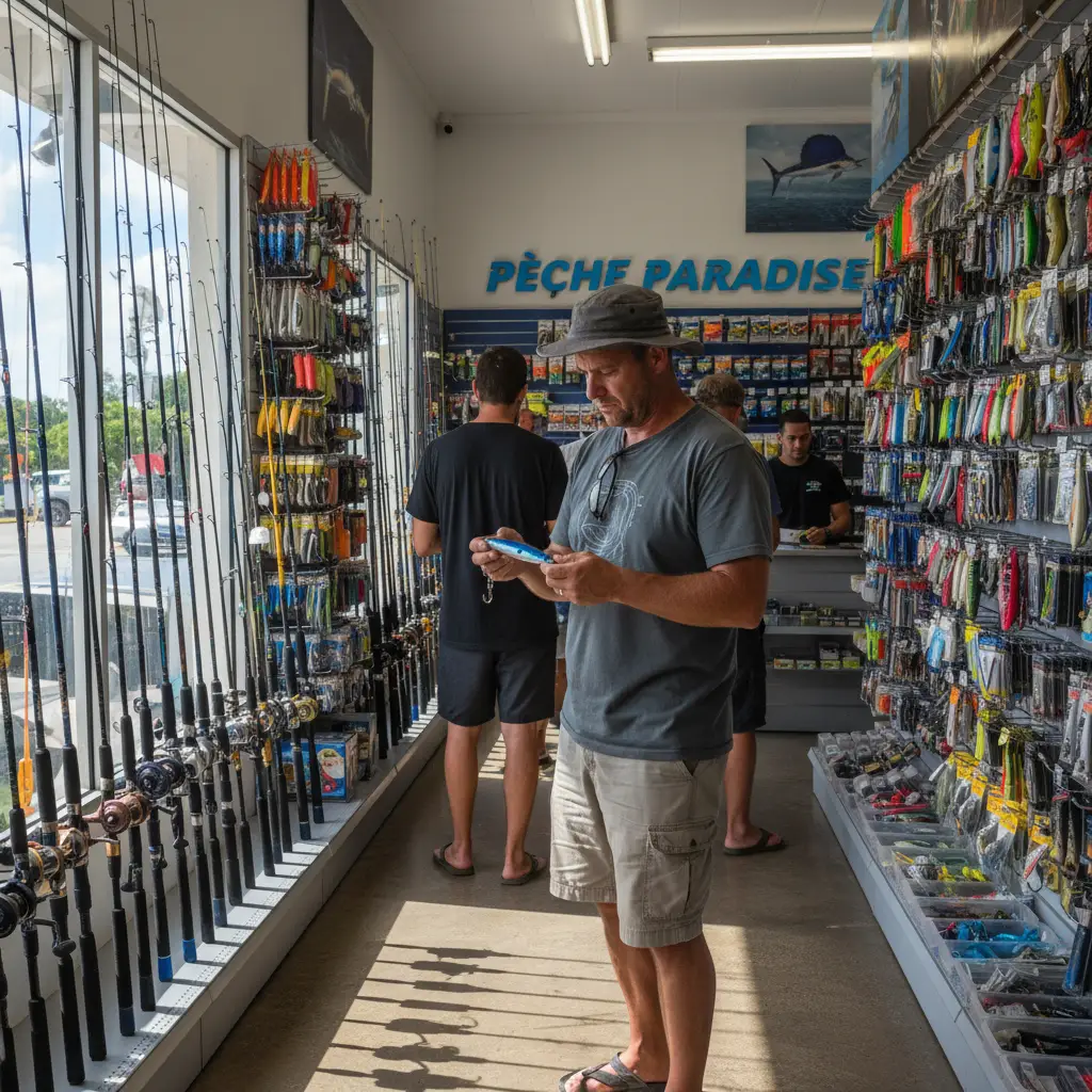 Inside a Noumea fishing tackle shop
