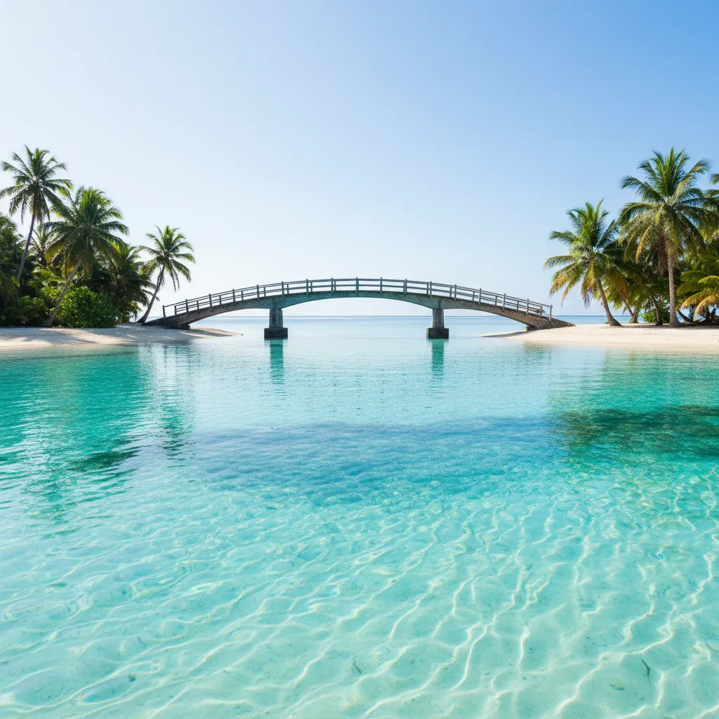 Mouli Bridge and pristine beach in Ouvea