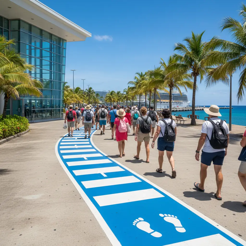 Pedestrian safety path at Noumea Cruise Terminal