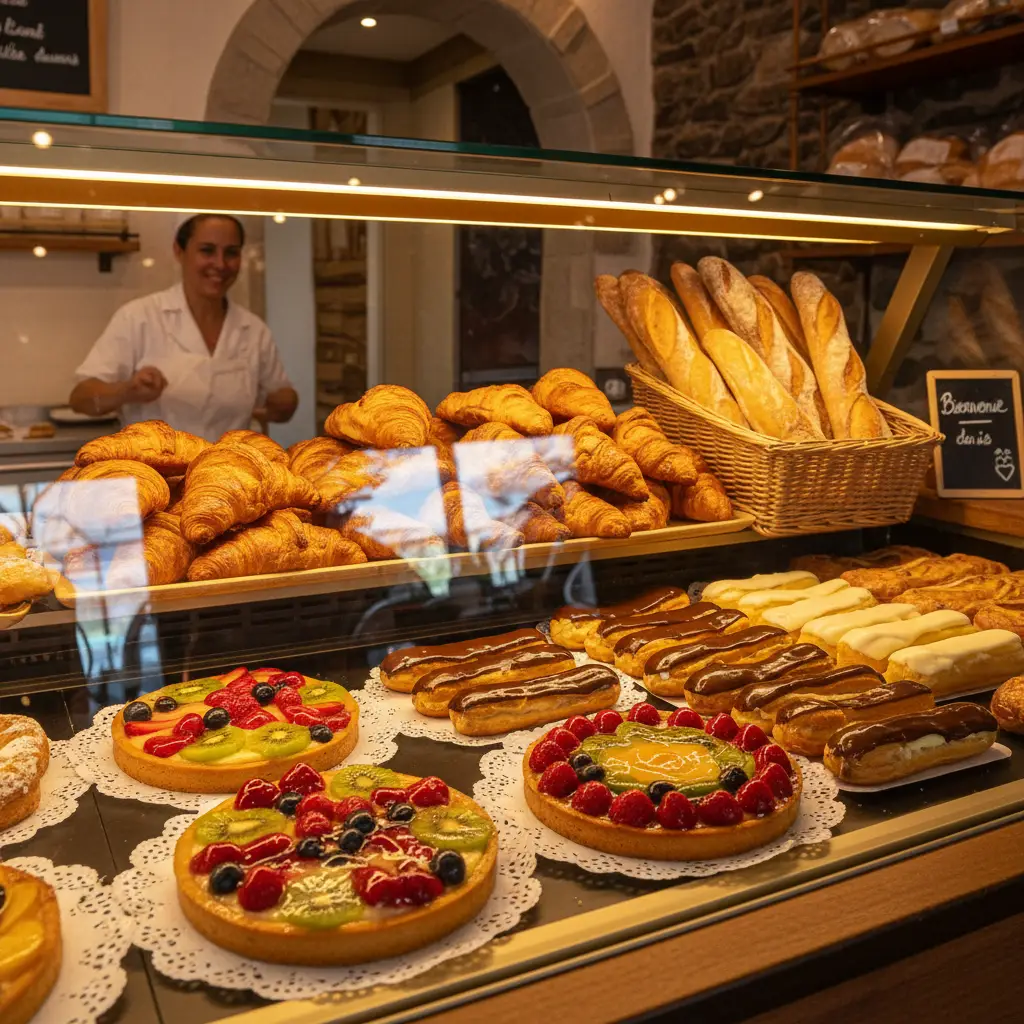 Authentic French pastries in a Noumea bakery