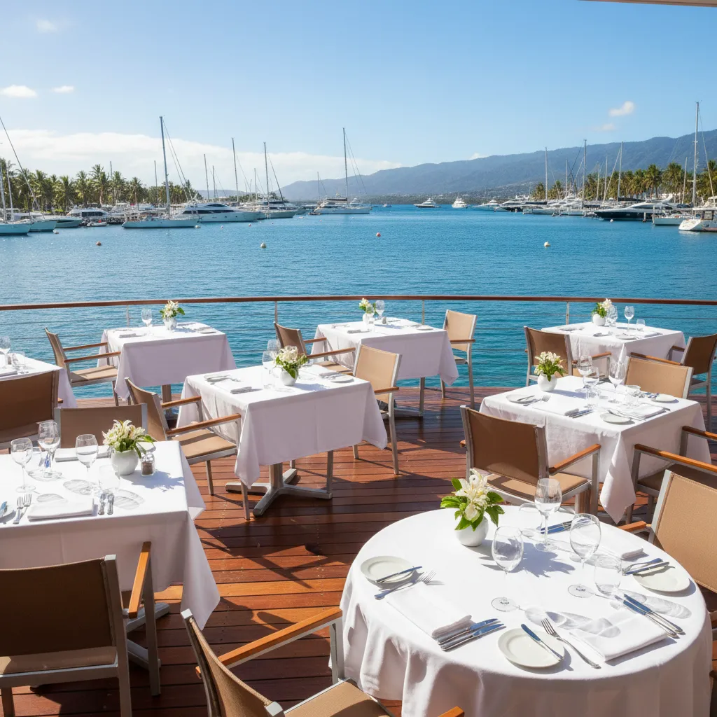 Waterfront dining near Port Moselle Noumea