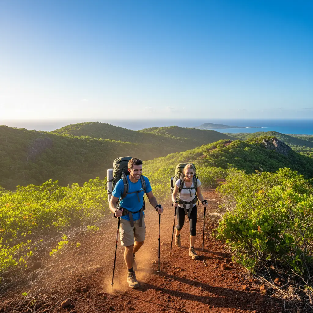 Hiking in New Caledonia during the dry season of July