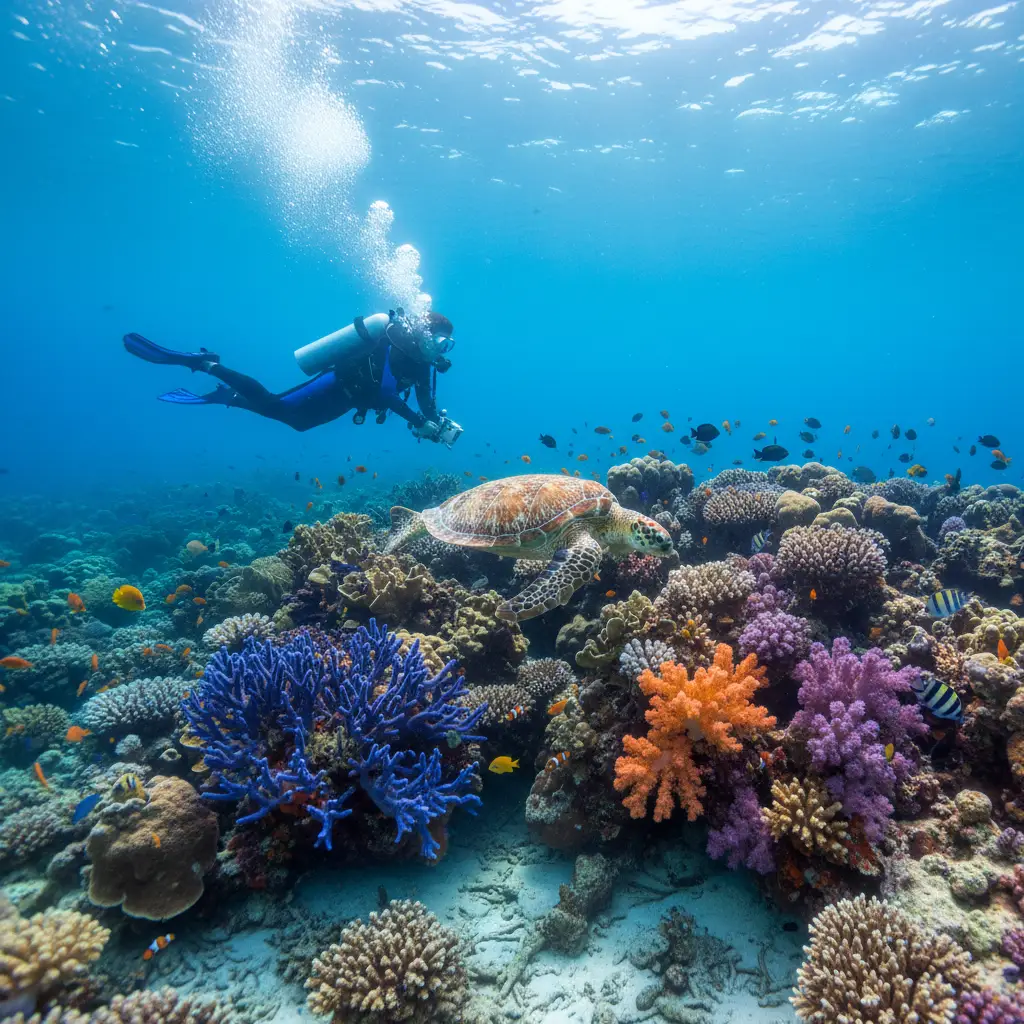 Scuba diving in New Caledonia lagoon