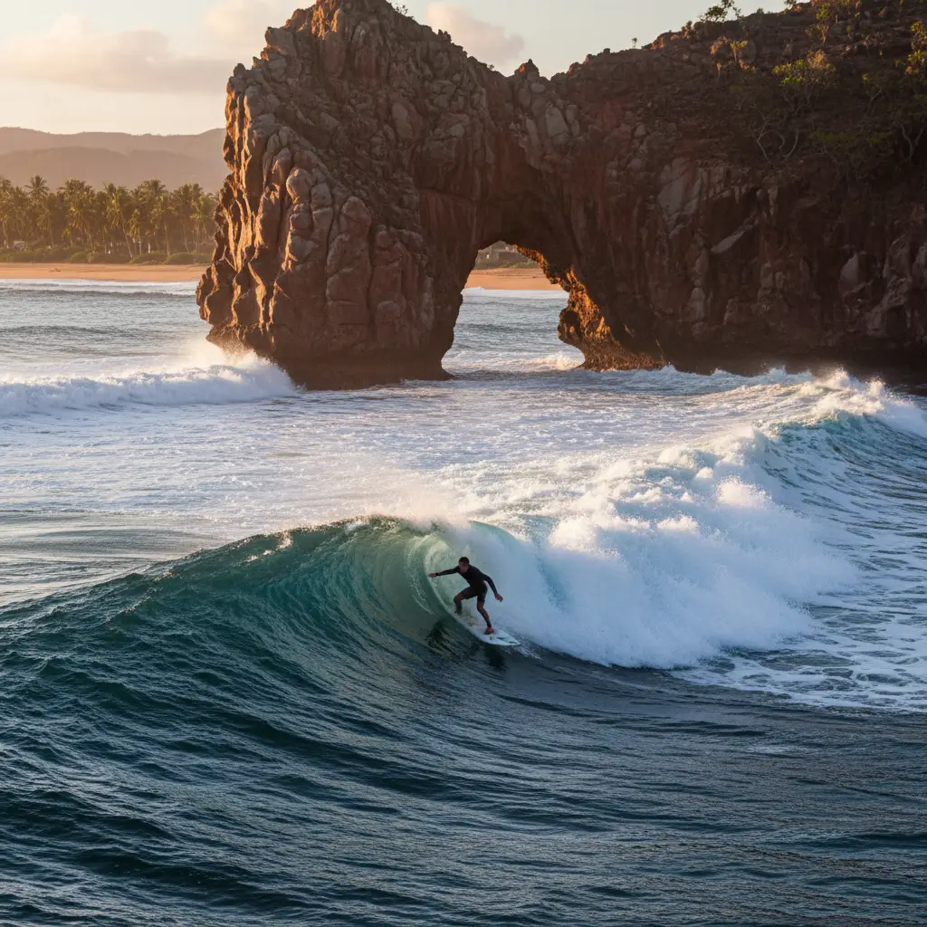 Surfing at La Roche Percée New Caledonia