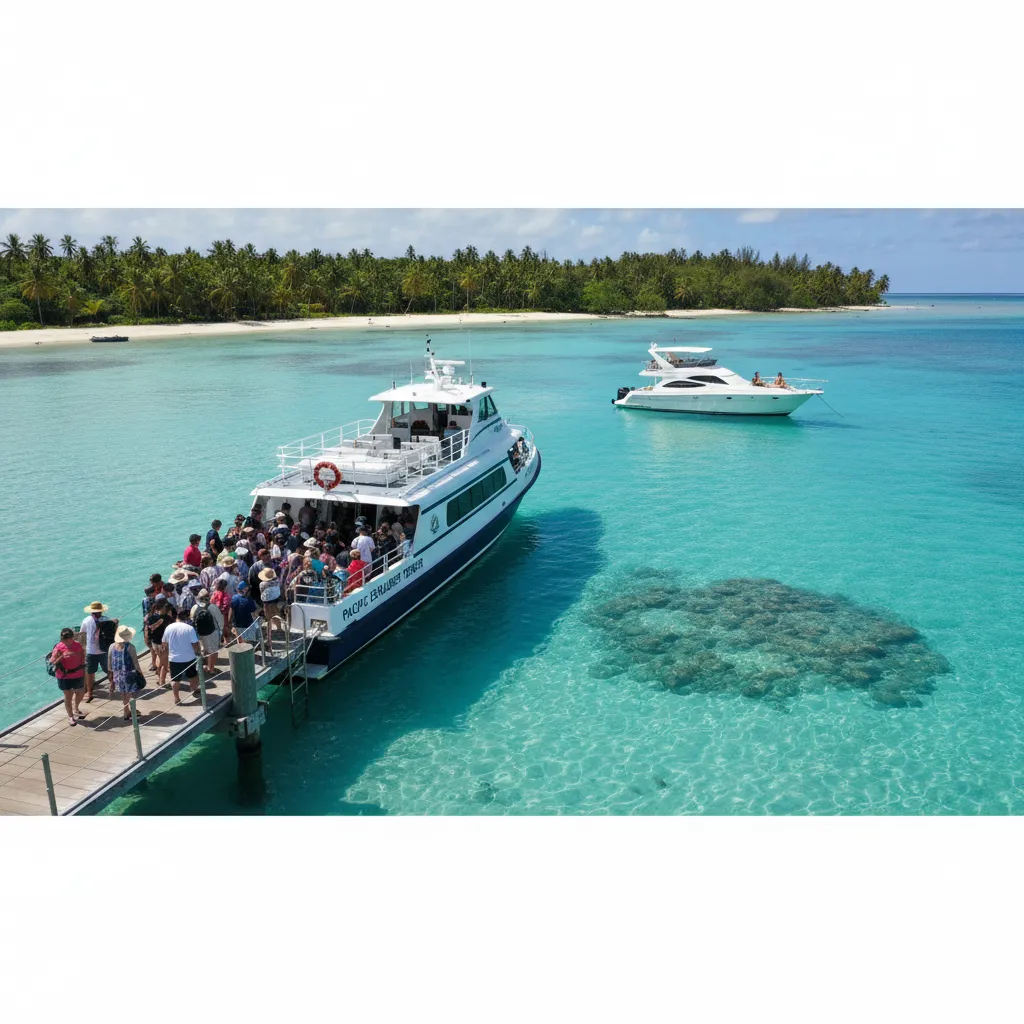 Comparison of crowded cruise tender vs private transport in New Caledonia